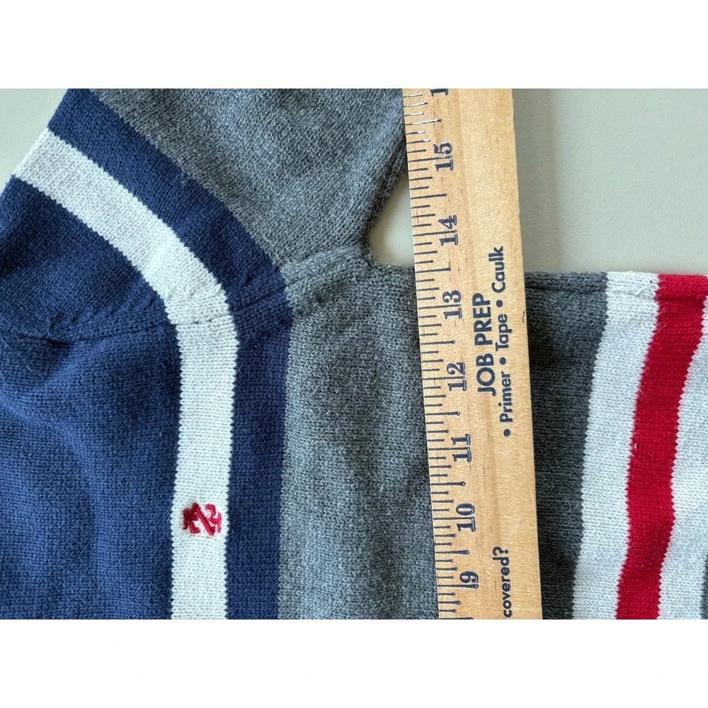 IZOD‎ Sweater Pullover 1/4 Zip Boys XS (4/5) Blue Gray Red White Logo Preppy